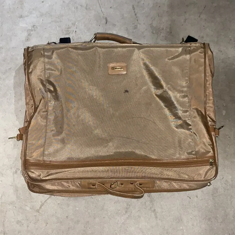 Samsonite Luxury Brown Canvas Garment Bag Suitcase Travel Bag As Pictured As Is
